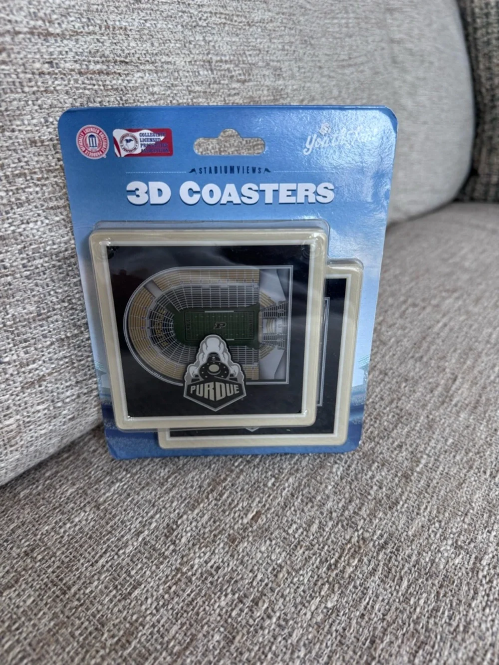 Purdue 3D Stadium Coasters - Black & Cream